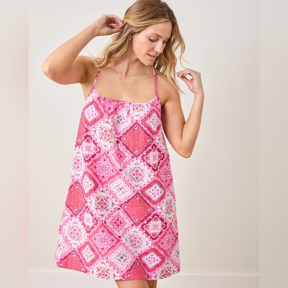 Printfresh Vintage Valentine Cami Nightgown in Mailbox Pink color way